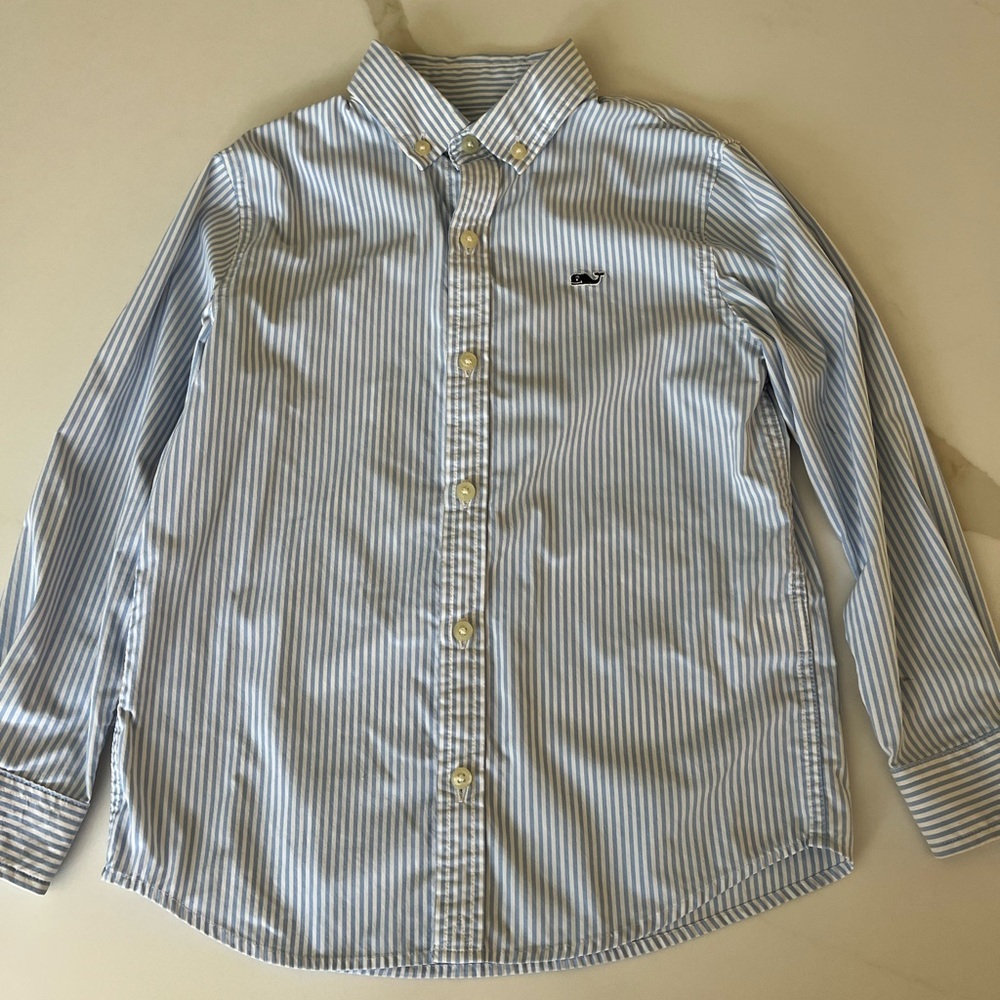 Vineyard Vines Blue and White Striped Button Down Shirt